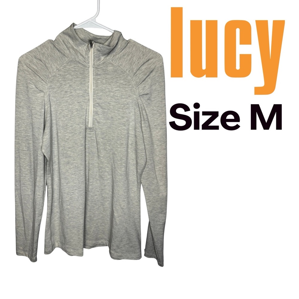Lucy Activewear Women's Pullover 1/4 Zip Grey Lightweight Athleasure Size M EUC